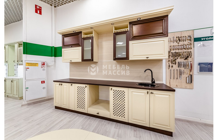 Кухня Валерия (слоновая кость + коричневая эмаль)